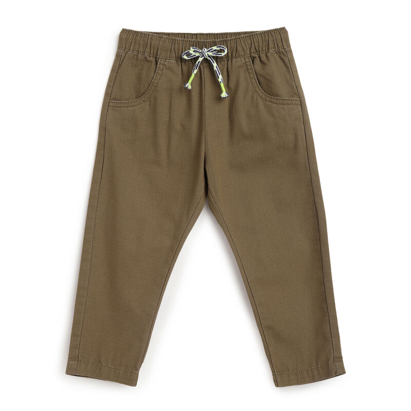 Boys Dark Green Solid Long Trousers image number 0